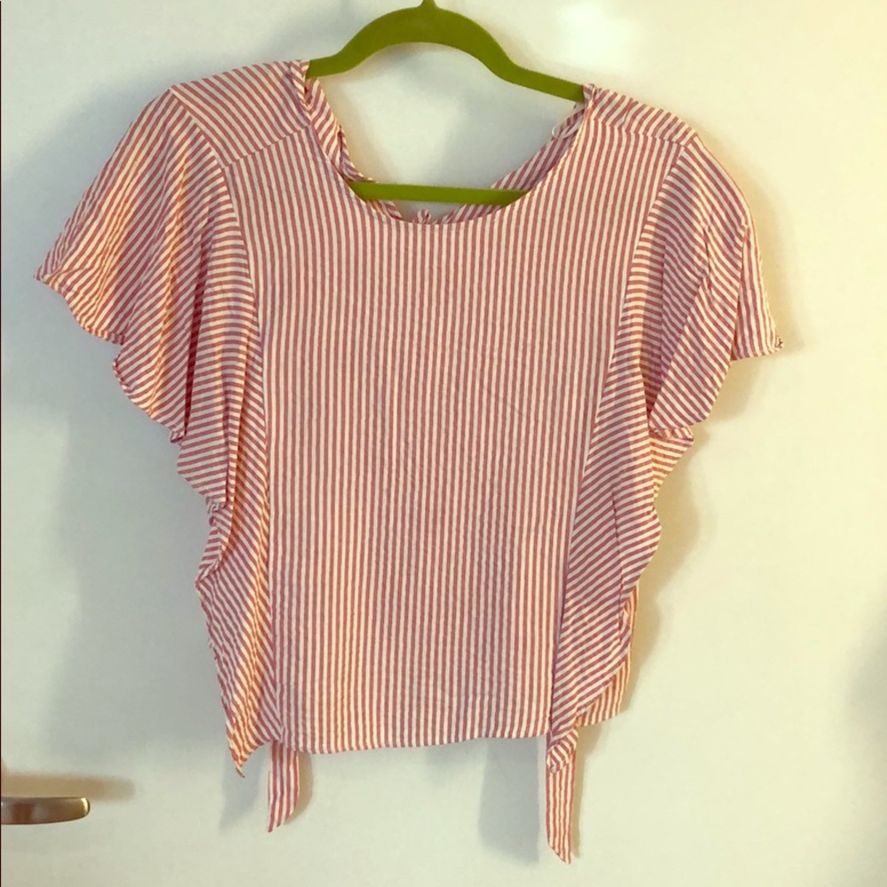 Zara striped shirt sleeve blouse